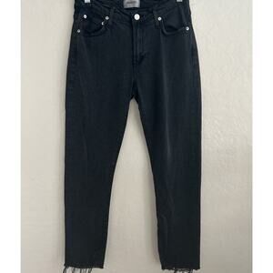 AGOLDE Jeans Denim 26 Black Straight Leg Raw Step Hem Organic Cotton Stretch